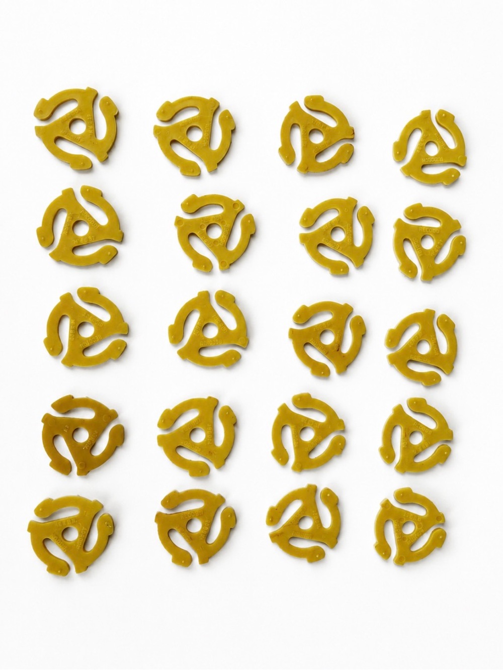 Original Vintage 45 Rpm Record Adapter Lot of 20 (Yellow) Recoton
